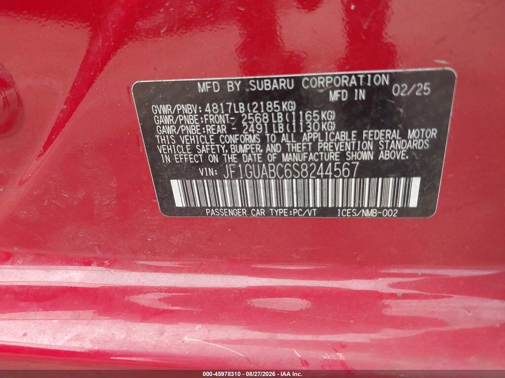 JF1GUABC6S8244567 2025 SUBARU IMPREZA photo no. 9