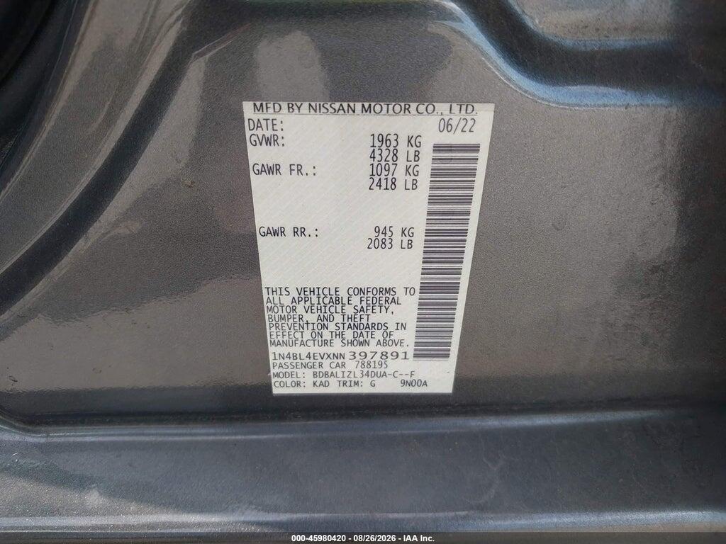 1N4BL4EVXNN397891 2022 NISSAN ALTIMA photo no. 9