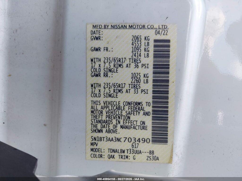 5N1BT3AA3NC703490 2022 NISSAN ROGUE photo no. 9