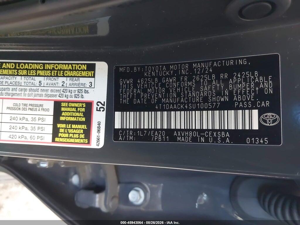 4T1DAACK4SU100577 2025 TOYOTA CAMRY photo no. 9