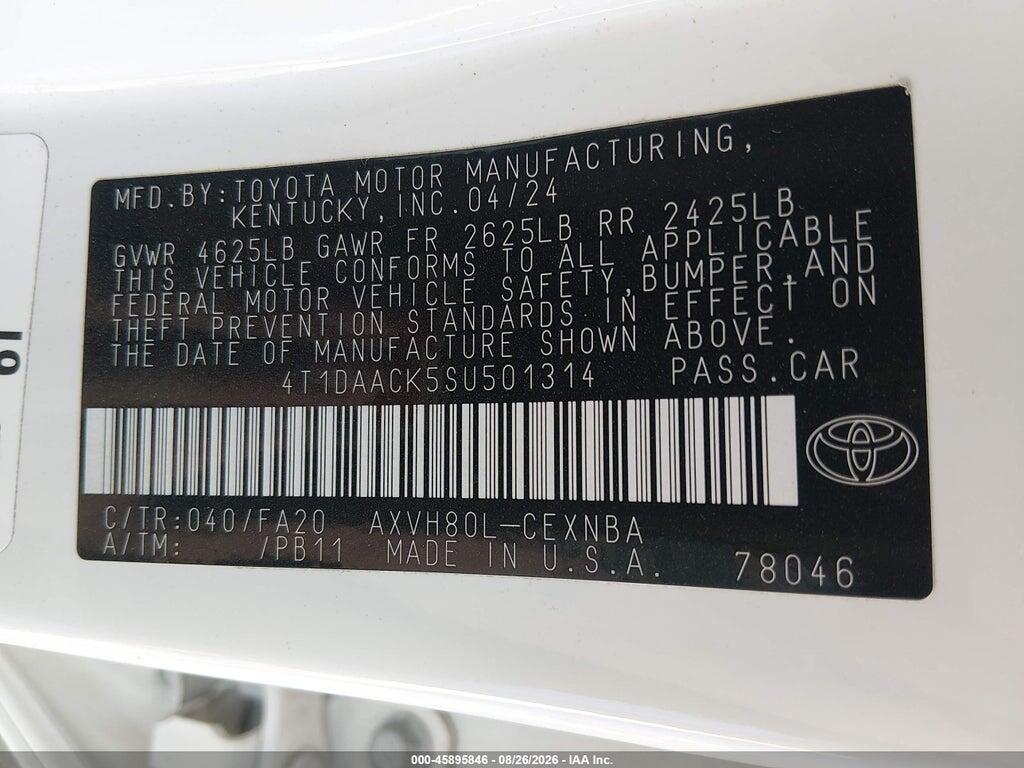 4T1DAACK5SU501314 2025 TOYOTA CAMRY photo no. 9
