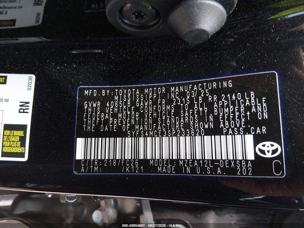 5YFS4MCE3SP233620 2025 TOYOTA COROLLA photo no. 9