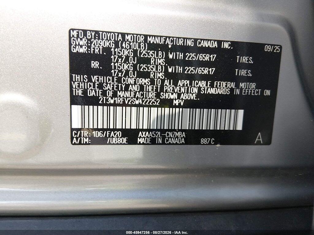 2T3W1RFV2SW422252 2025 TOYOTA RAV4 photo no. 9