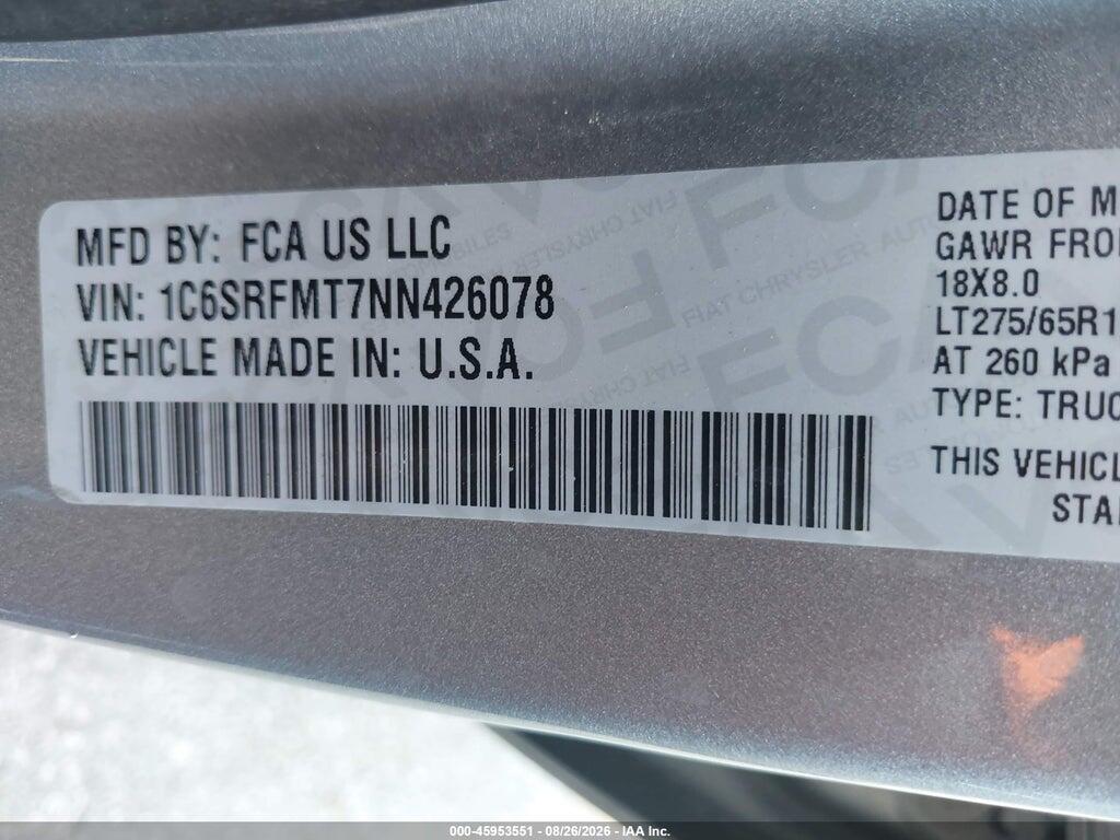 1C6SRFMT7NN426078 2022 RAM 1500 photo no. 9