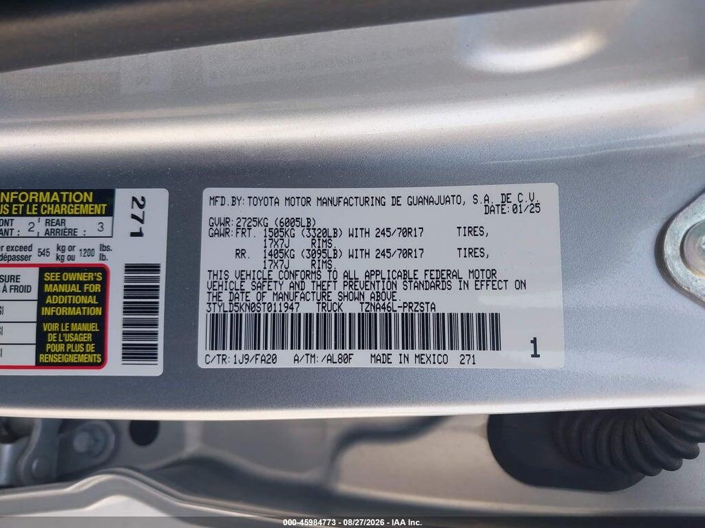 3TYLD5KN0ST011947 2025 TOYOTA TACOMA photo no. 9