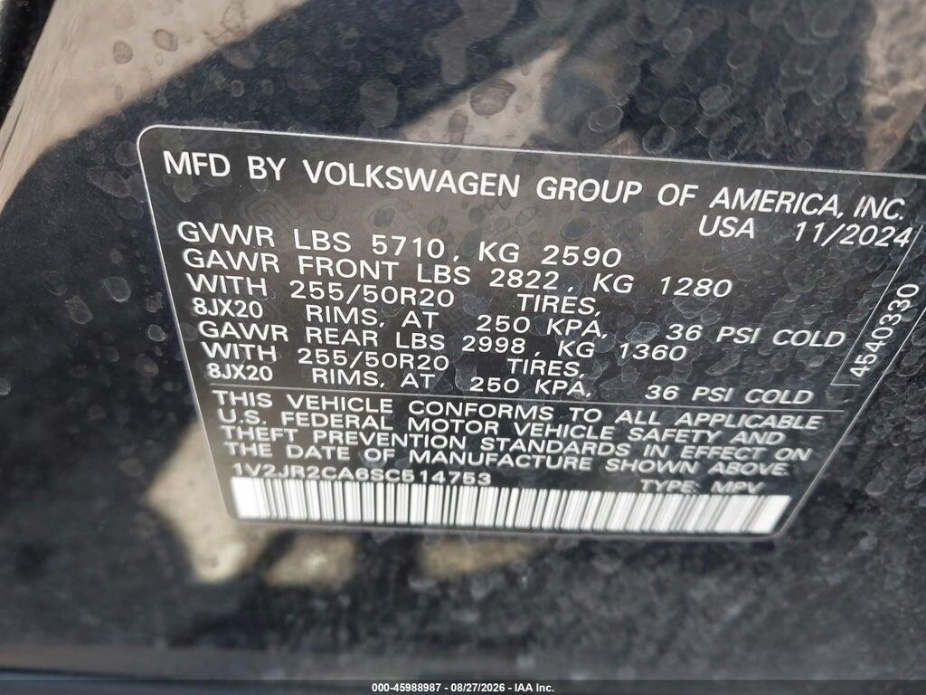 1V2JR2CA6SC514753 2025 VOLKSWAGEN ATLAS photo no. 9
