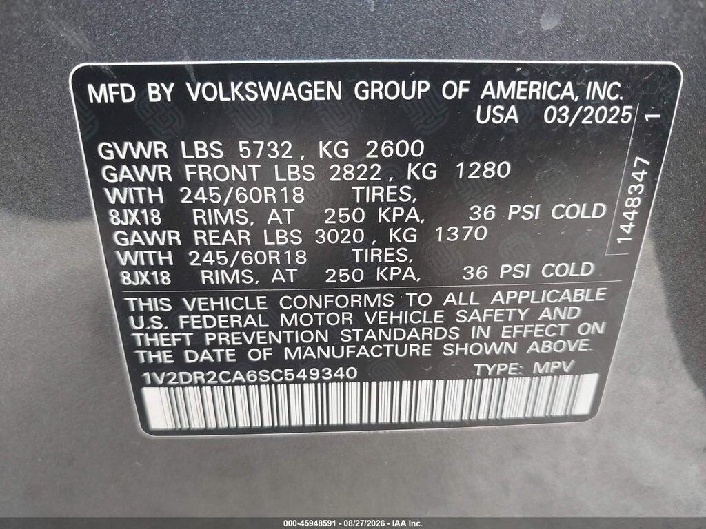 1V2DR2CA6SC549340 2025 VOLKSWAGEN ATLAS photo no. 9