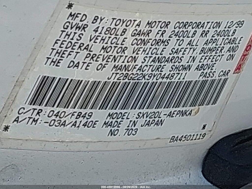JT2BG22K9Y0448711 2000 TOYOTA CAMRY photo no. 9