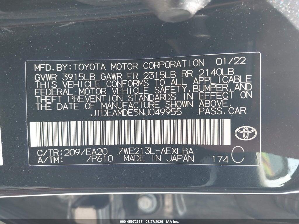 JTDEAMDE5NJ049955 2022 TOYOTA COROLLA photo no. 9