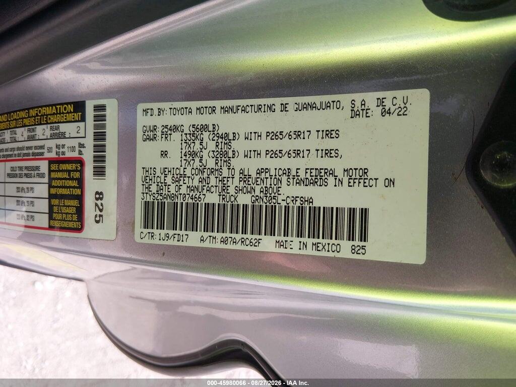 3TYSZ5AN8NT074667 2022 TOYOTA TACOMA photo no. 9