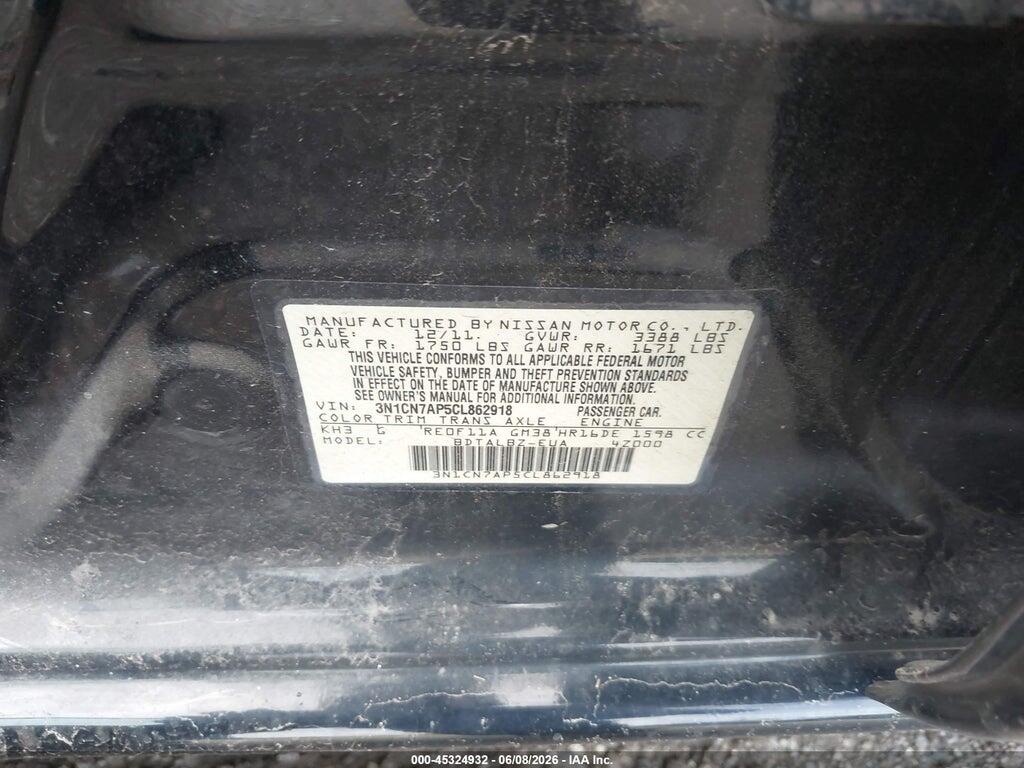 3N1CN7AP5CL862918 2012 NISSAN VERSA photo no. 9