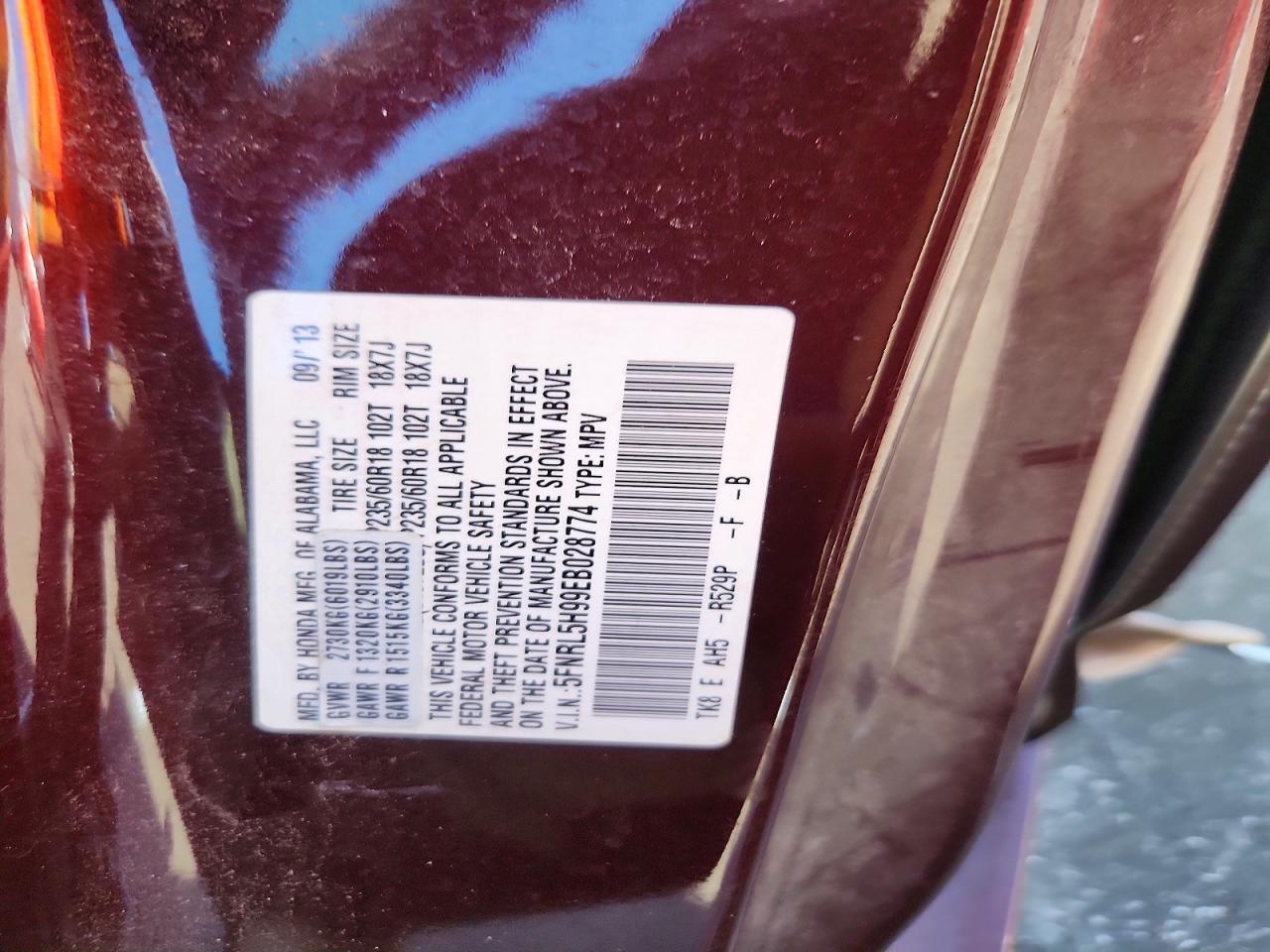 2014 HONDA ODYSSEY TOURING — Фото 13 из 13