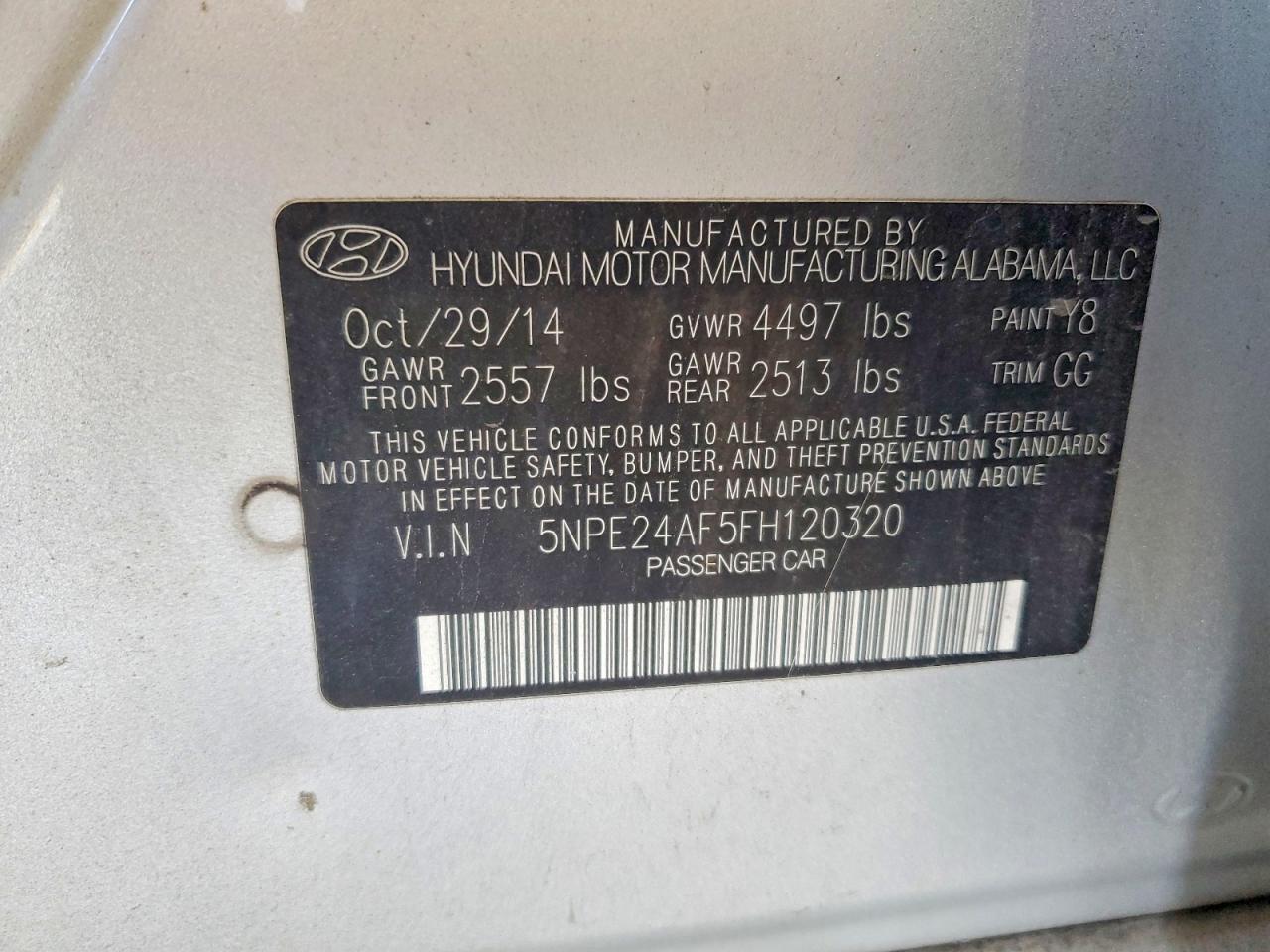 5NPE24AF5FH120320 2015 HYUNDAI SONATA photo no. 12