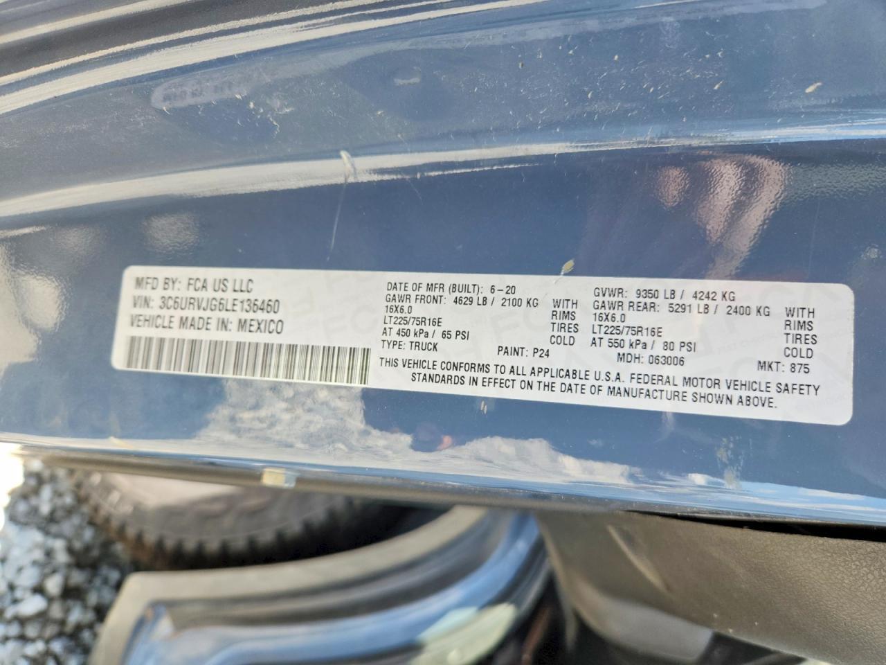 3C6URVJG6LE136460 2020 RAM PROMASTER 3500 photo no. 12
