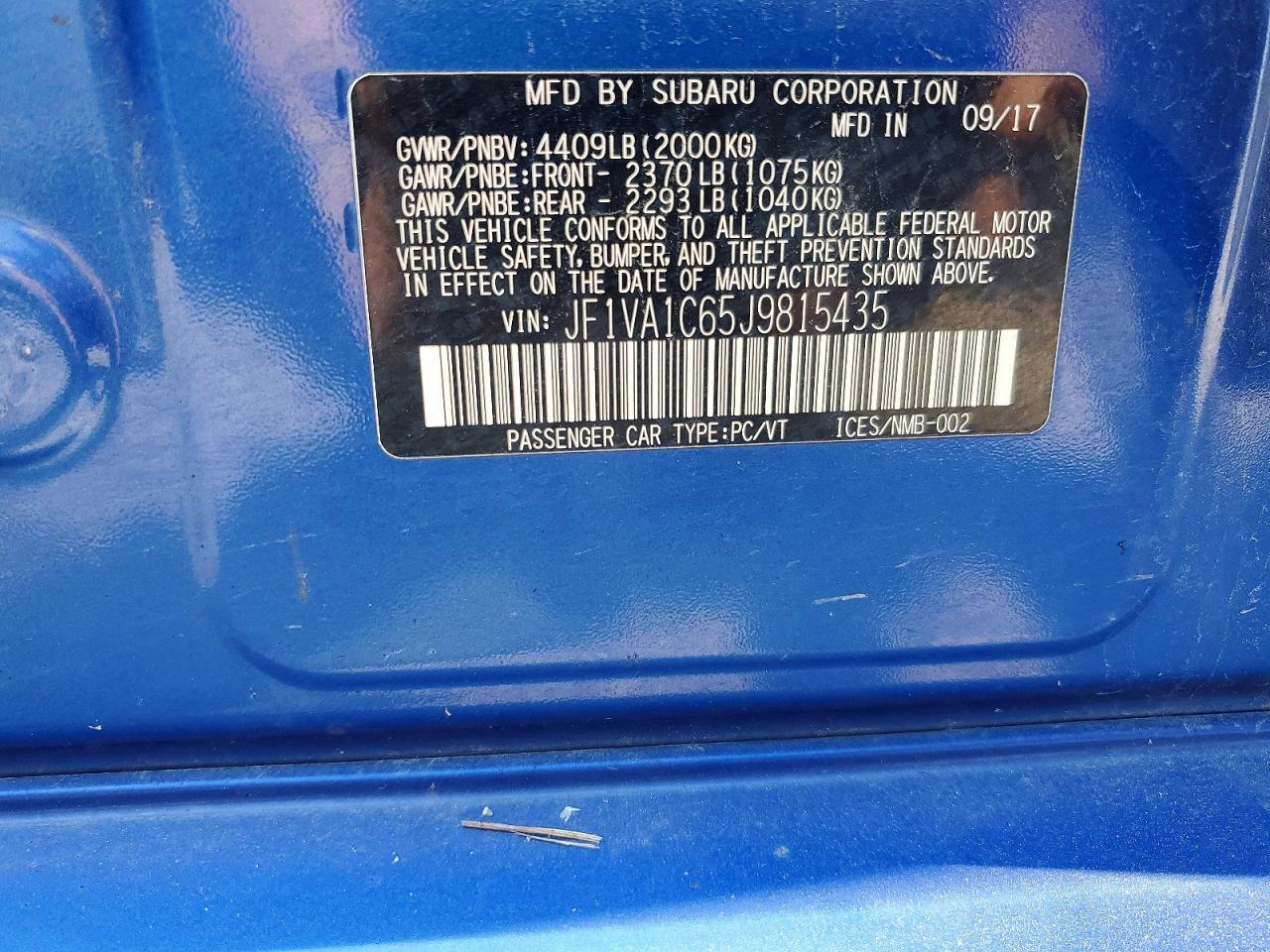 2018 SUBARU WRX PREMIUM — Фото 12 из 12