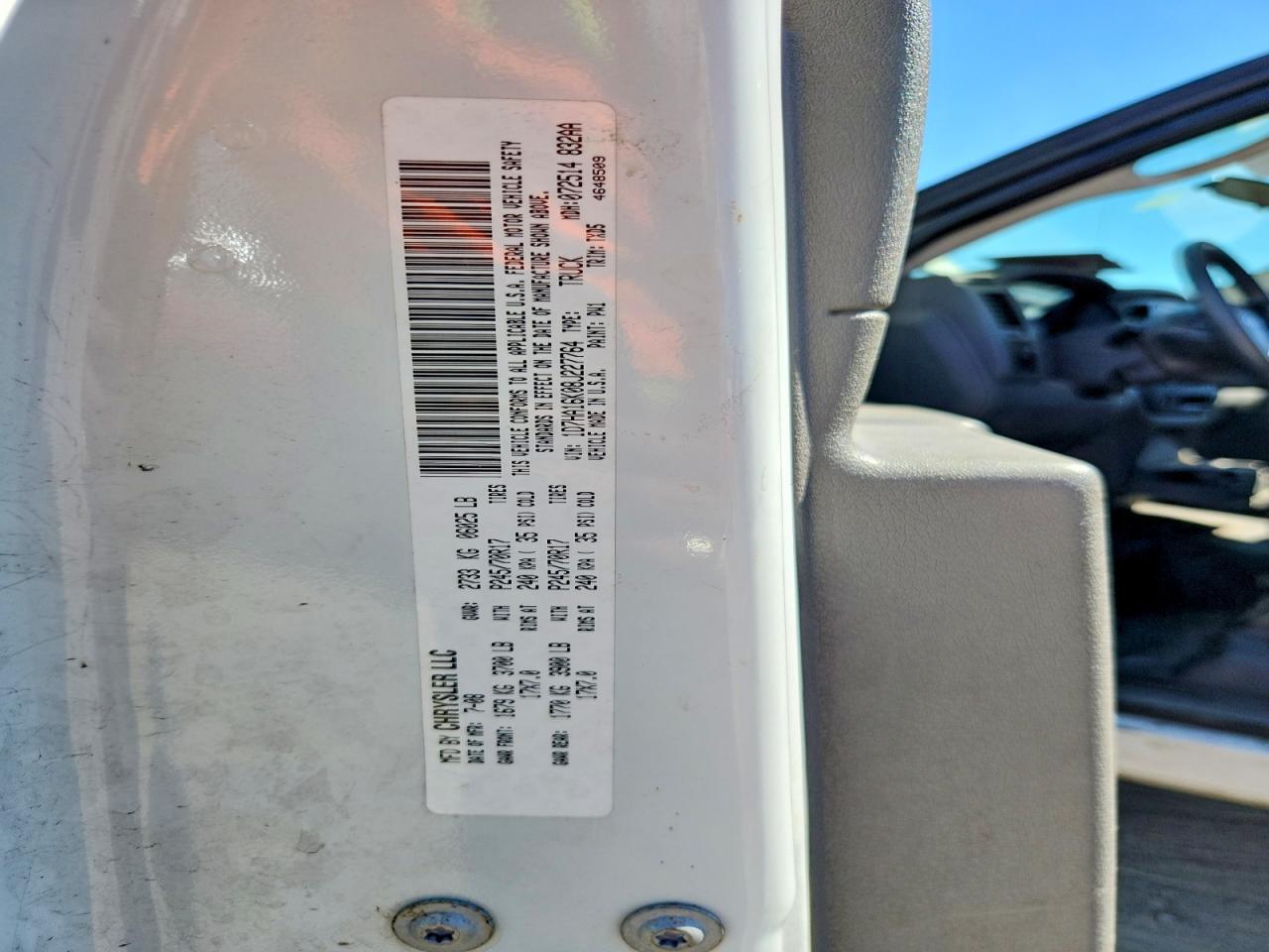 1D7HA16K08J227764 2008 DODGE RAM 1500 photo no. 12