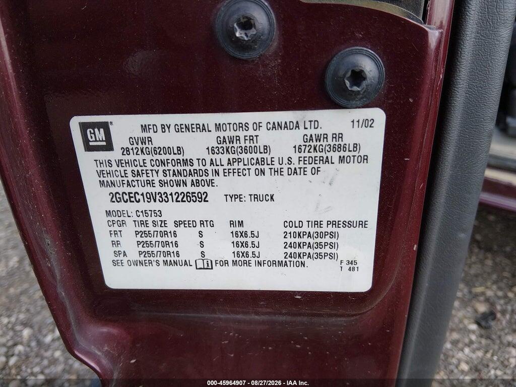 2GCEC19V331226592 2003 CHEVROLET SILVERADO 1500 photo no. 9