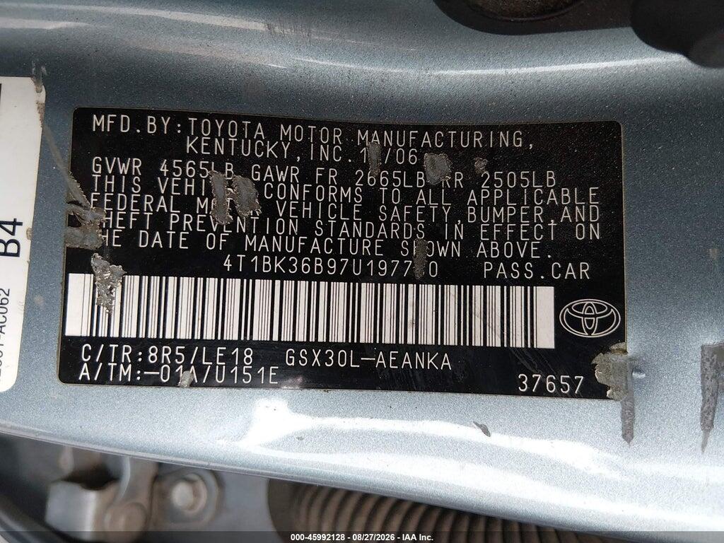 4T1BK36B97U197780 2007 TOYOTA AVALON photo no. 9