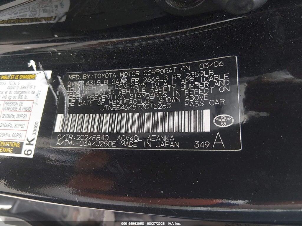 JTNBE46K873015263 2007 TOYOTA CAMRY photo no. 9