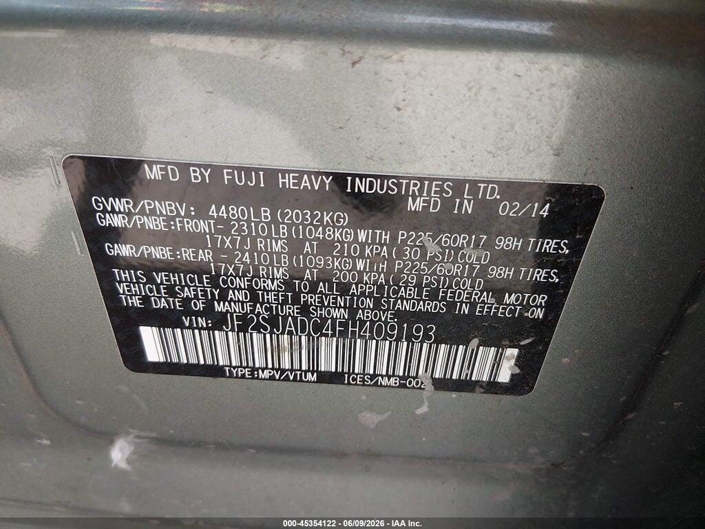 JF2SJADC4FH409193 2015 SUBARU FORESTER photo no. 9