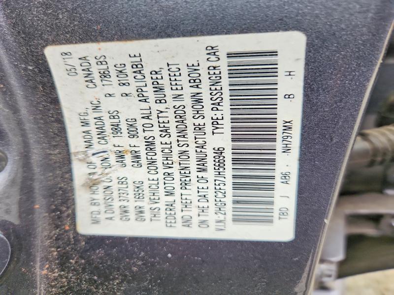2HGFC2F57JH566946 2018 HONDA CIVIC photo no. 12