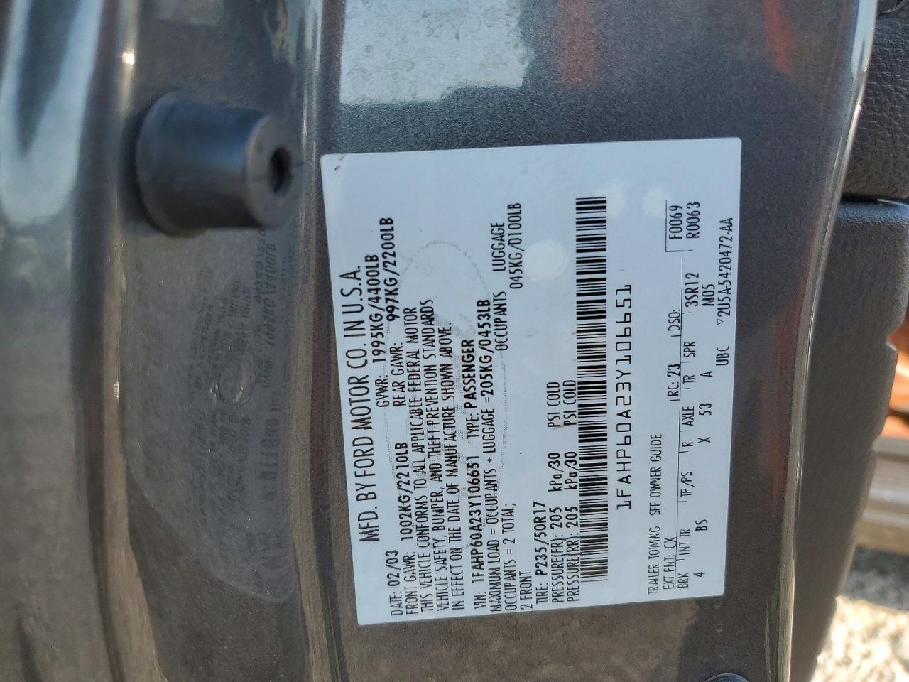 1FAHP60A23Y106651 2003 FORD THUNDERBIRD photo no. 12