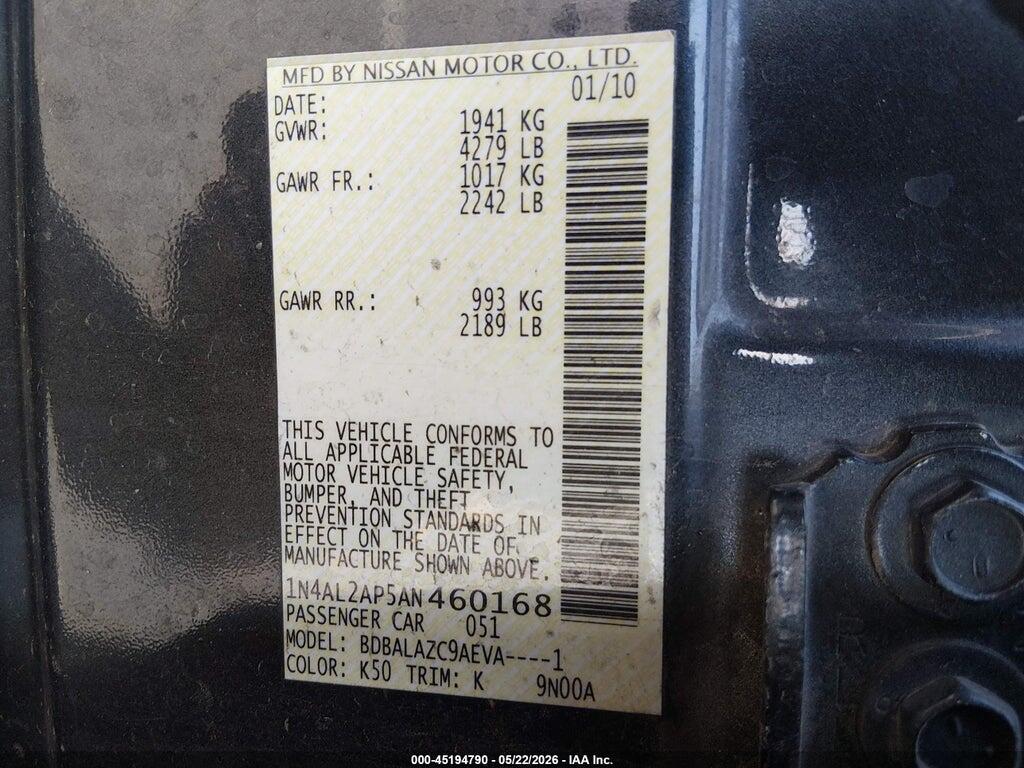 1N4AL2AP5AN460168 2010 NISSAN ALTIMA photo no. 9
