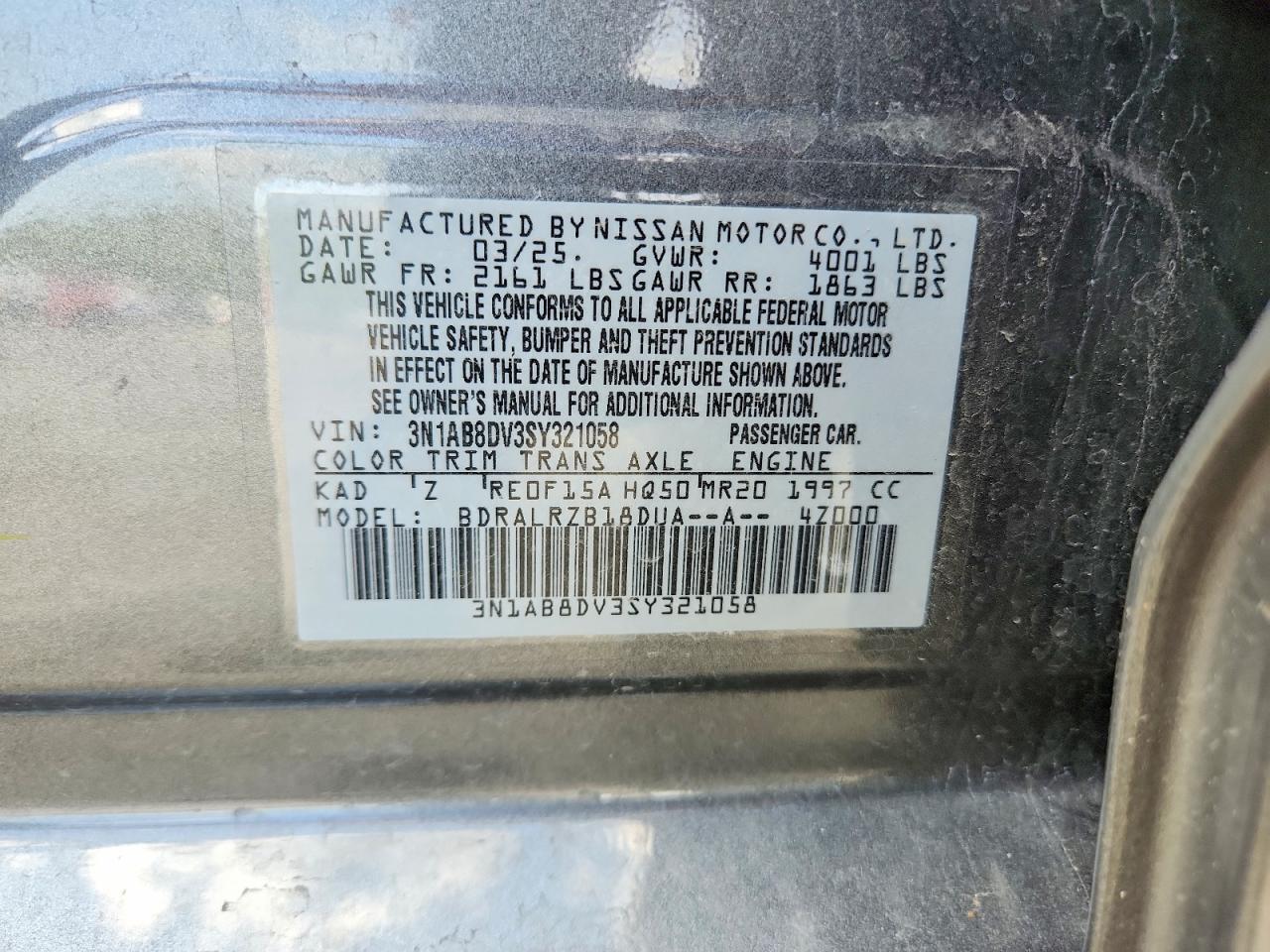 3N1AB8DV3SY321058 2025 NISSAN SENTRA photo no. 12