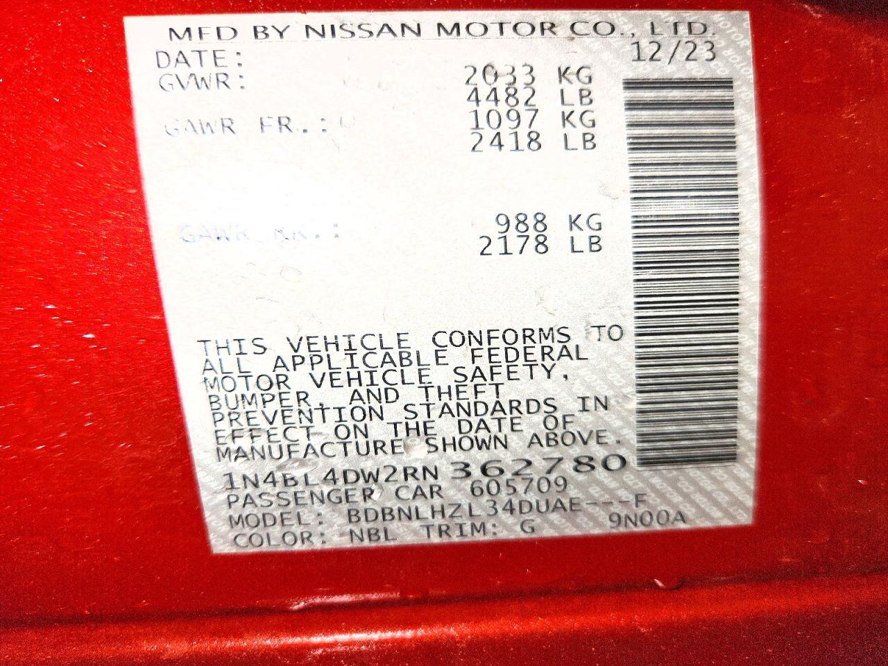 1N4BL4DW2RN362780 2024 NISSAN ALTIMA photo no. 12