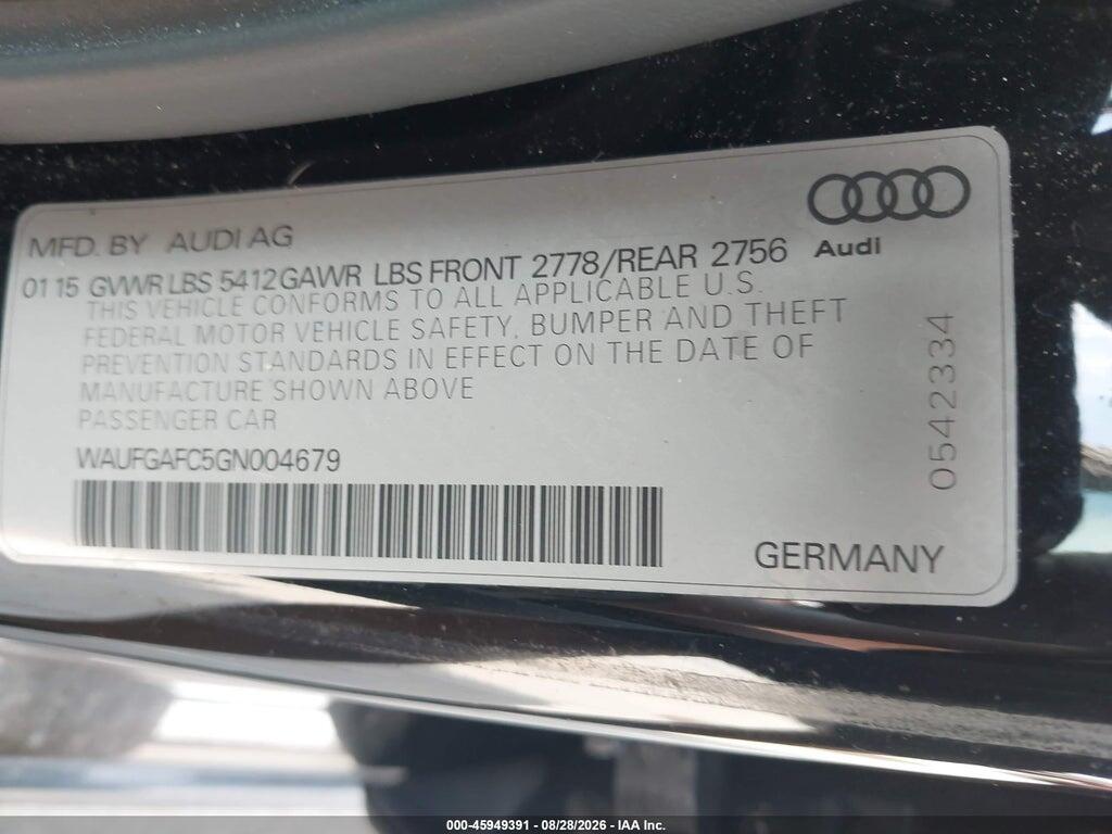 WAUFGAFC5GN004679 2016 AUDI A6 photo no. 9