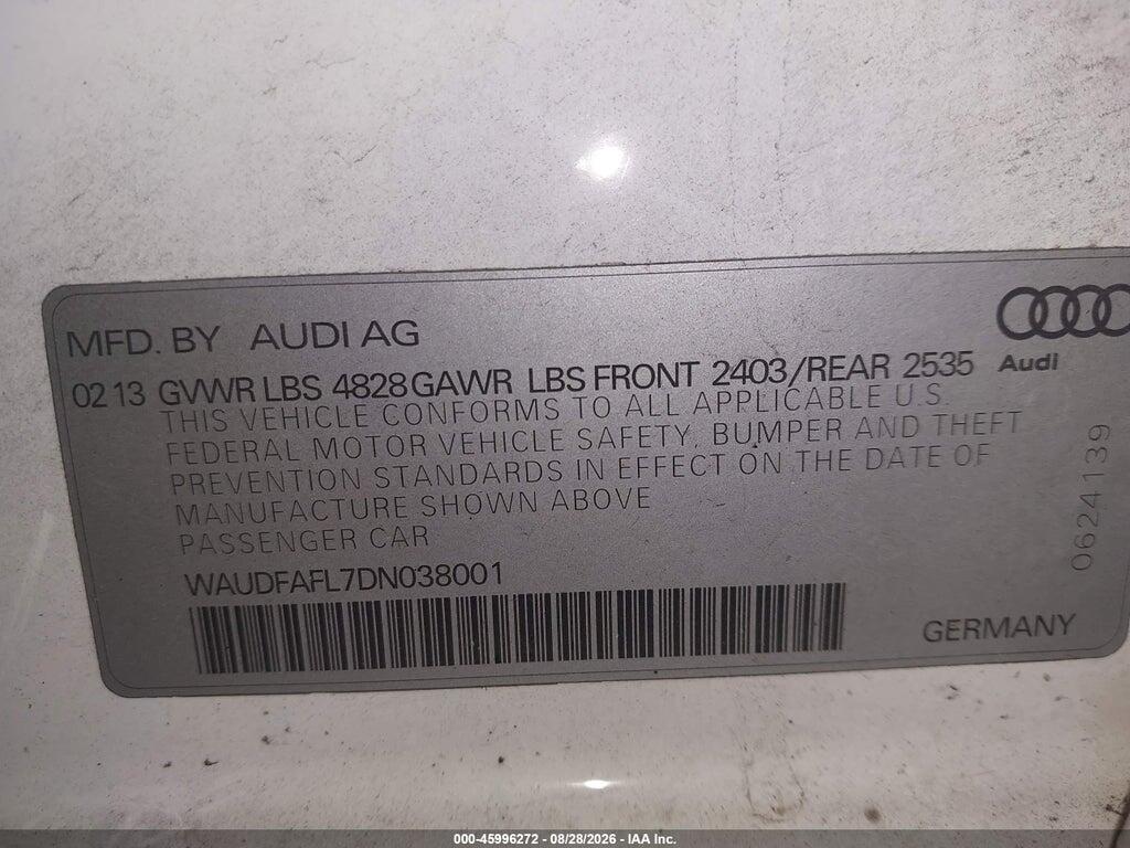 WAUDFAFL7DN038001 2013 AUDI A4 photo no. 9