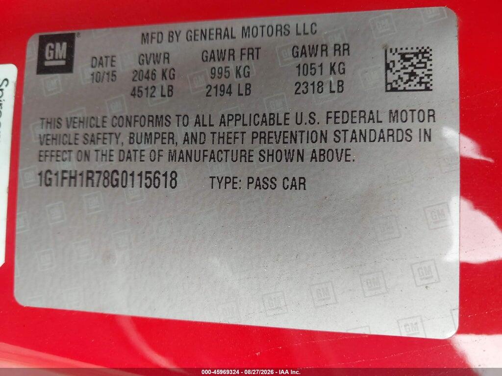 1G1FH1R78G0115618 2016 CHEVROLET CAMARO photo no. 9