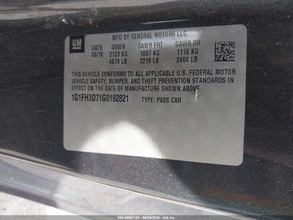 1G1FH3D71G0192821 2016 CHEVROLET CAMARO photo no. 9