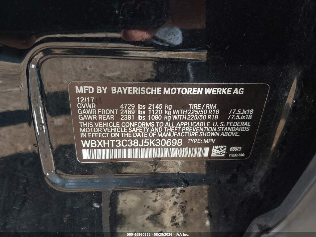 WBXHT3C38J5K30698 2018 BMW X1 photo no. 9