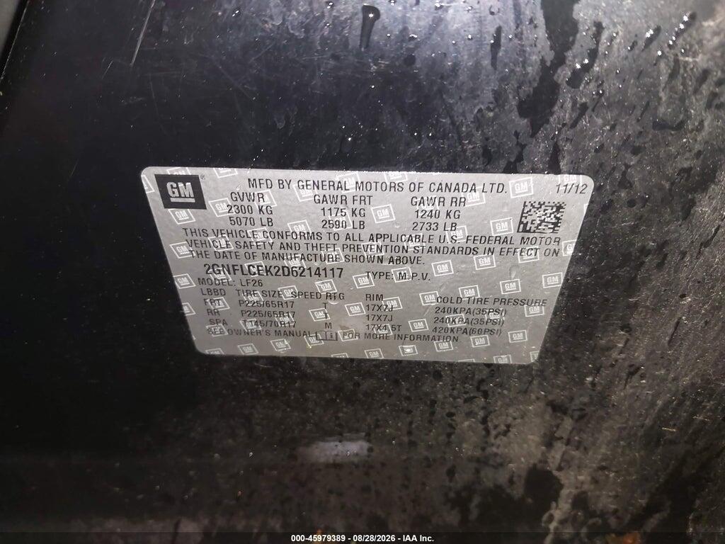 2GNFLCEK2D6214117 2013 CHEVROLET EQUINOX photo no. 9