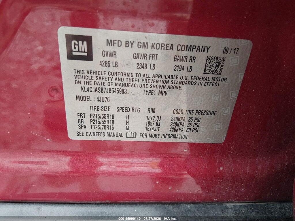 KL4CJASB7JB545983 2018 BUICK ENCORE photo no. 9