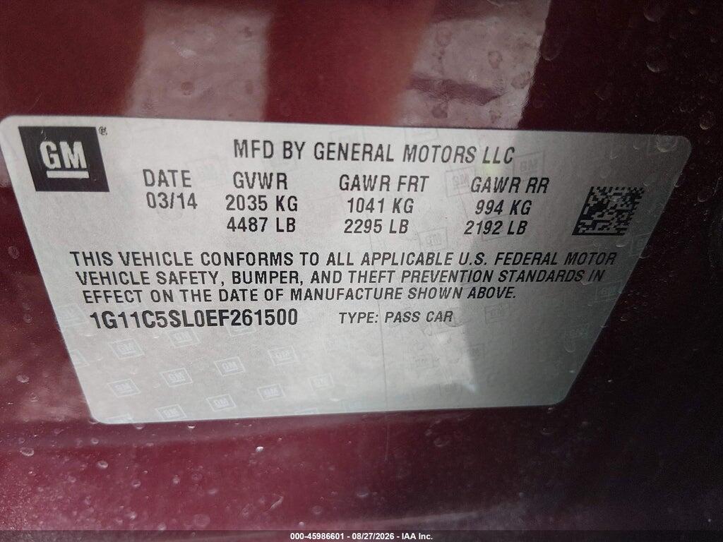 1G11C5SL0EF261500 2014 CHEVROLET MALIBU photo no. 9