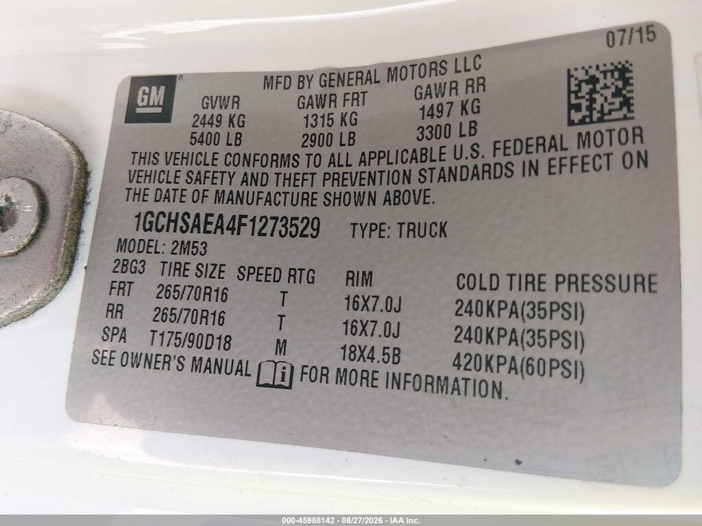 1GCHSAEA4F1273529 2015 CHEVROLET COLORADO photo no. 4