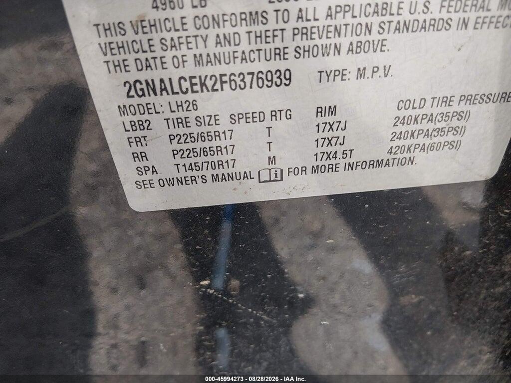 2GNALCEK2F6376939 2015 CHEVROLET EQUINOX photo no. 9