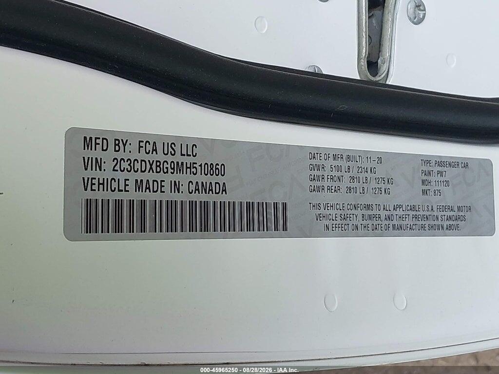2C3CDXBG9MH510860 2021 DODGE CHARGER photo no. 9