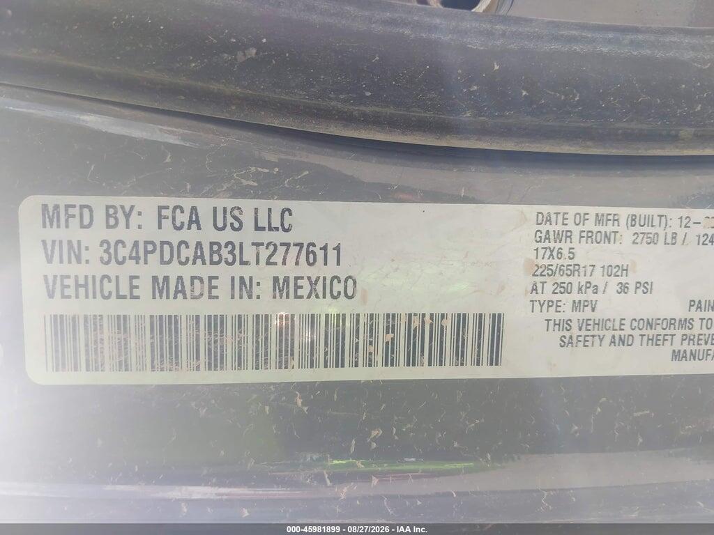 3C4PDCAB3LT277611 2020 DODGE JOURNEY photo no. 9