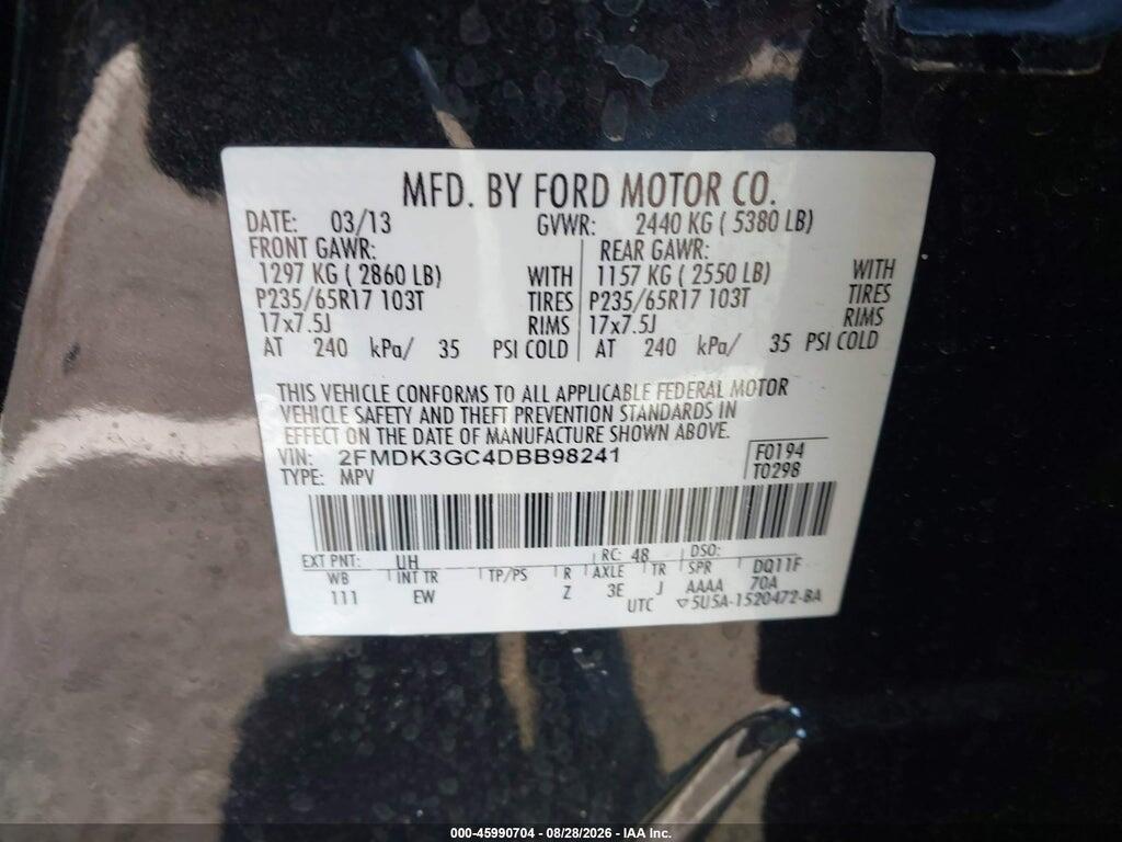 2FMDK3GC4DBB98241 2013 FORD EDGE photo no. 8
