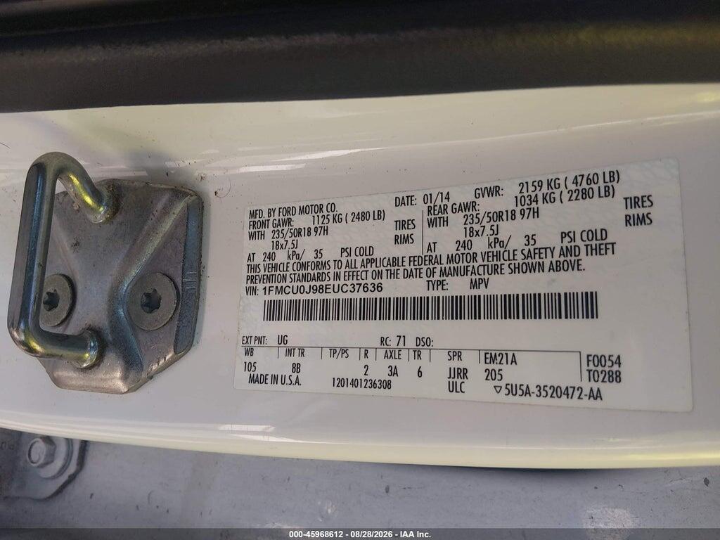 1FMCU0J98EUC37636 2014 FORD ESCAPE photo no. 9