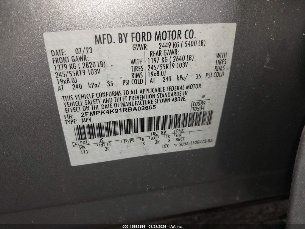 2FMPK4K91RBA02665 2024 FORD EDGE photo no. 9