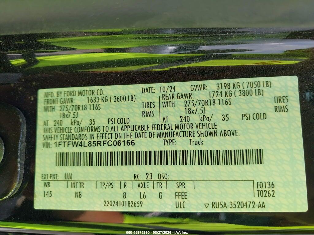 1FTFW4L85RFC06166 2024 FORD F-150 photo no. 9
