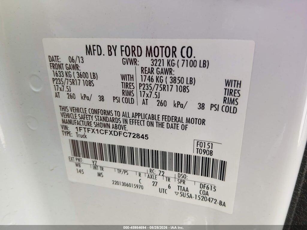 1FTFX1CFXDFC72845 2013 FORD F-150 photo no. 9