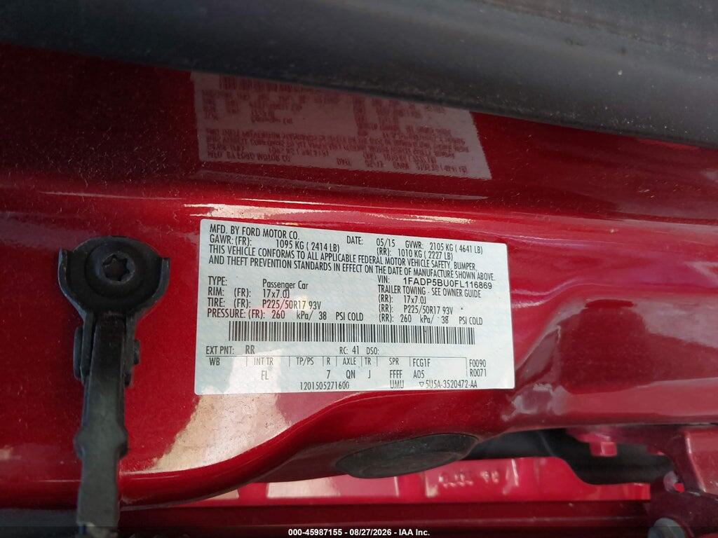 1FADP5BU0FL116869 2015 FORD C-MAX HYBRID photo no. 9