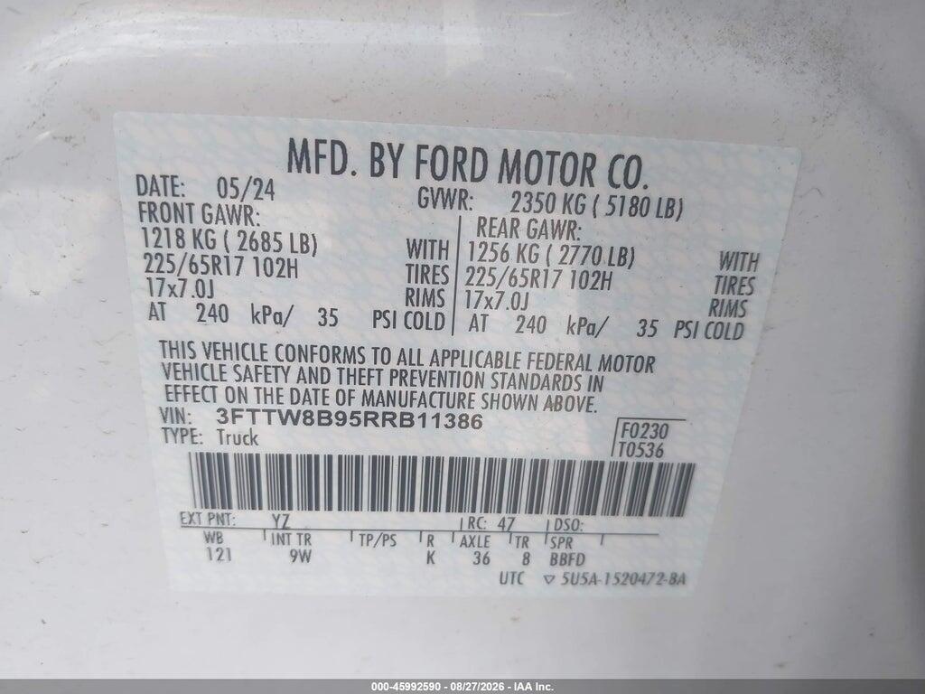 3FTTW8B95RRB11386 2024 FORD MAVERICK photo no. 9