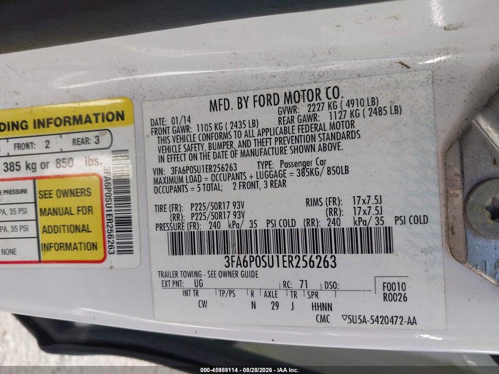 3FA6P0SU1ER256263 2014 FORD FUSION ENERGI photo no. 9