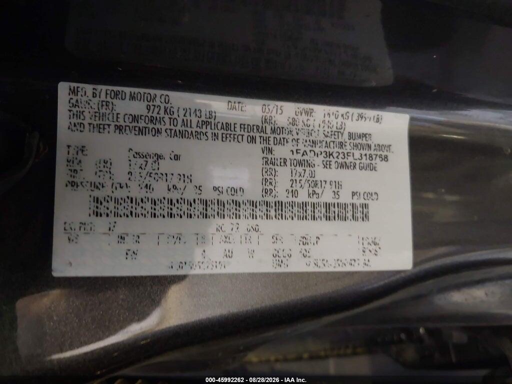 1FADP3K23FL318768 2015 FORD FOCUS photo no. 9